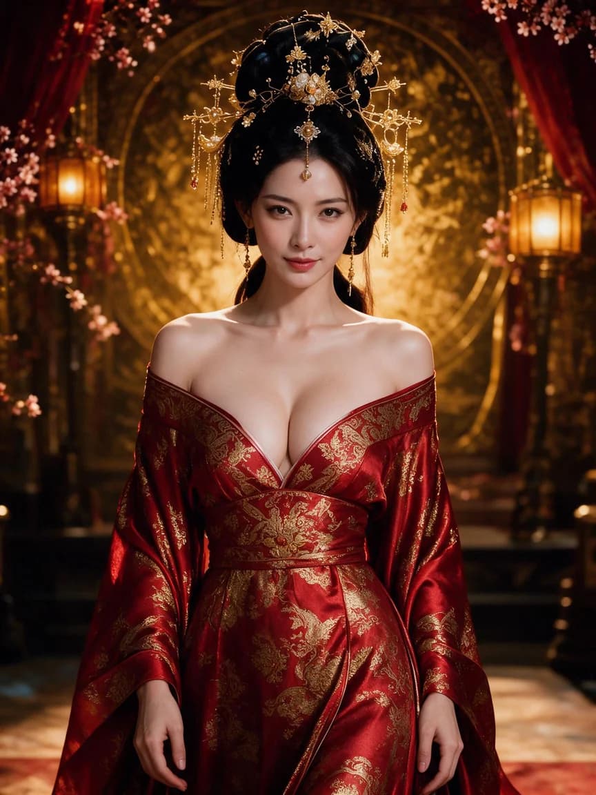 The Red-Robed Empress，The red-robed court character from 艳福风流传