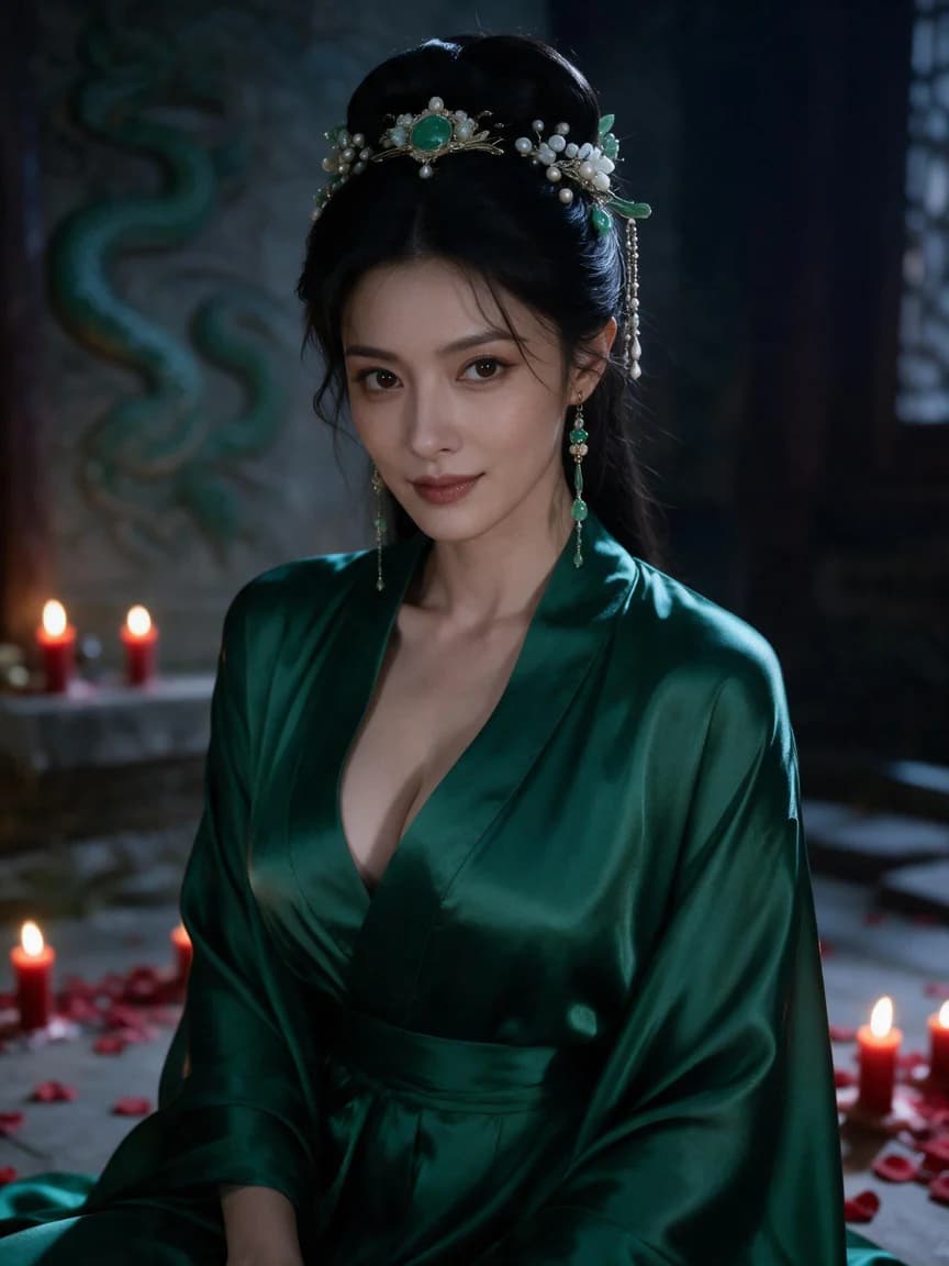 The Green-Robed Serpent Spirit，The emerald visitor in Haunted Temple