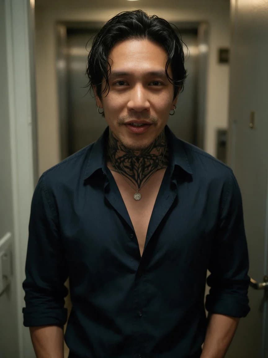 The Man Waiting at the Door，The three doorway checks scene