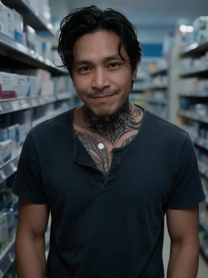 The Man with the Basket，A late-night pharmacy companion