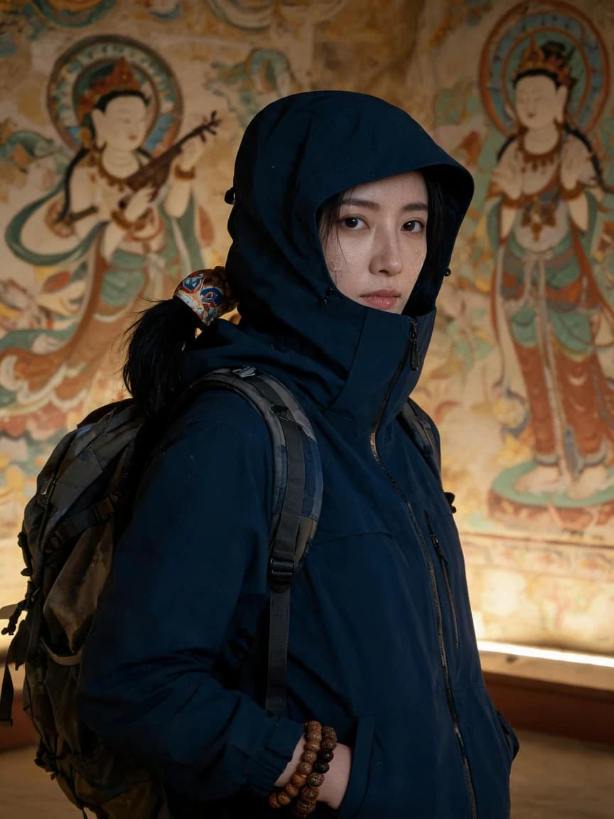 Chen Wangshu，Dialectology PhD student working as a temporary guide at the Dunhuang Academy, specializing in translating the 'off-screen voices' hidden in murals.