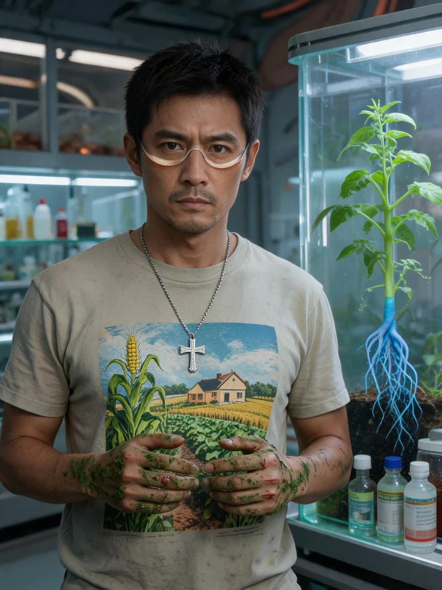 Lu Zeye，Agricultural Engineer in Mars Dome City, specializing in cultivating Earth crops that can grow in saline-alkali soil