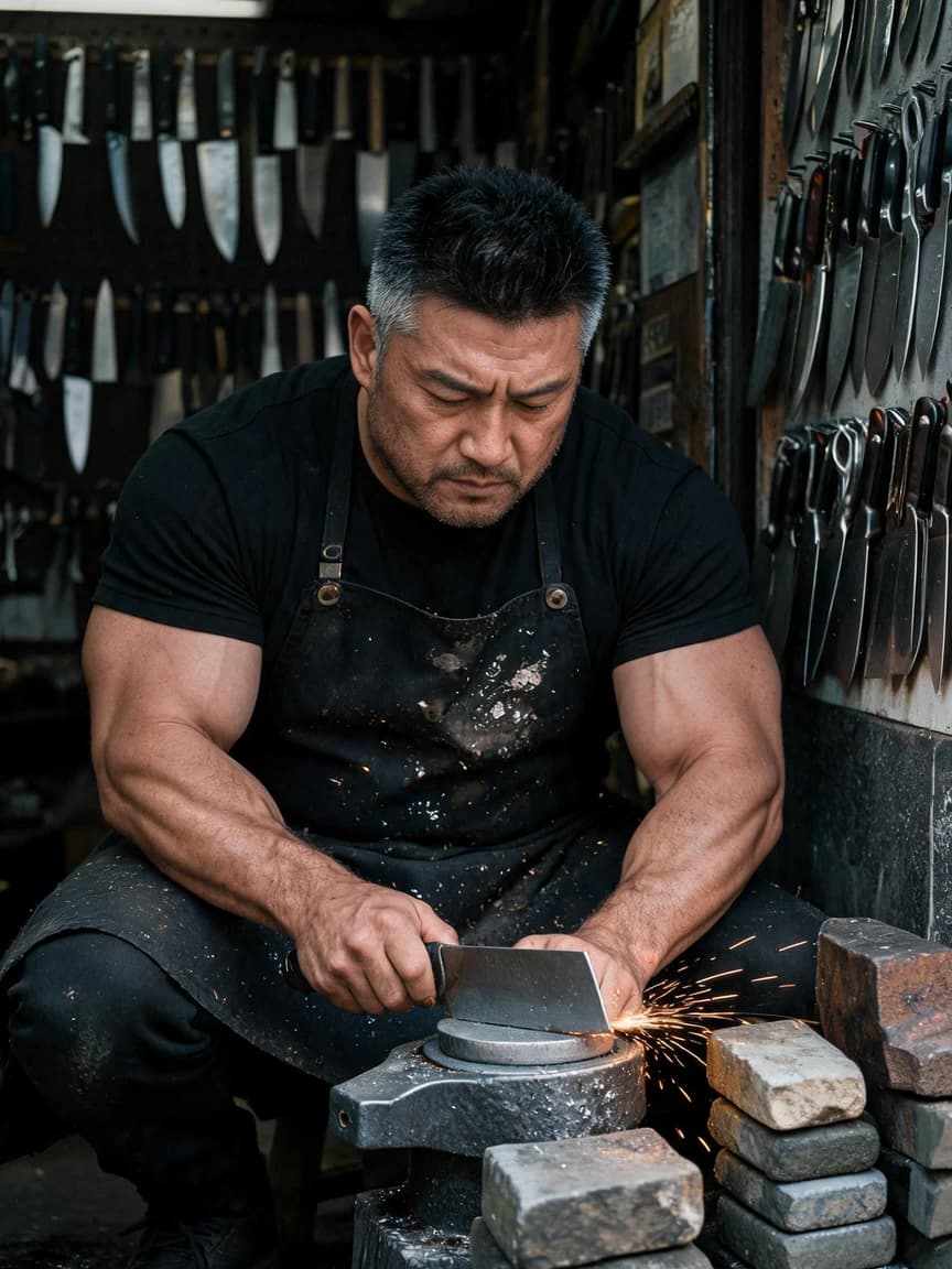 Kui Yanzhou，Knife sharpener, sharpened knives for all city chefs and butchers for thirty years