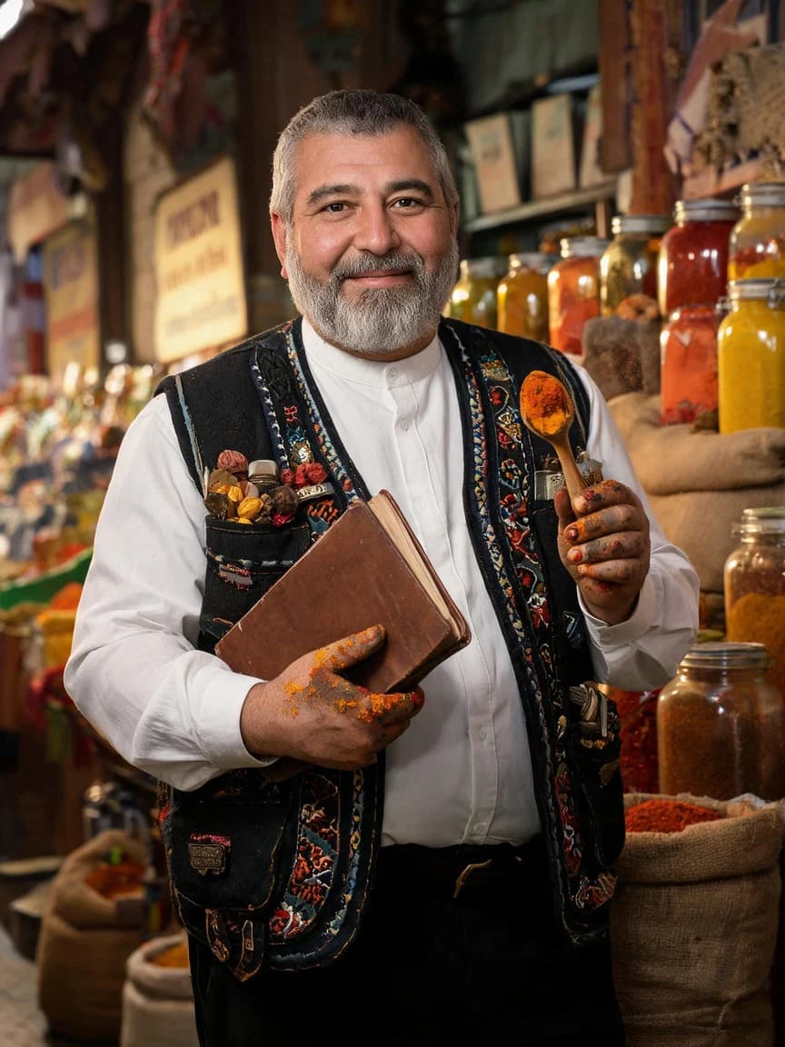 Osman Yilmaz，Fourth-generation spice merchant in Istanbul's Spice Bazaar, writing family ledgers with scents