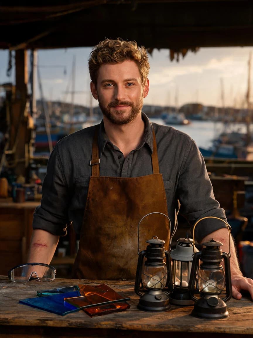 Leander Moss，Glassmaker Designing Lanterns for a Windy Coast