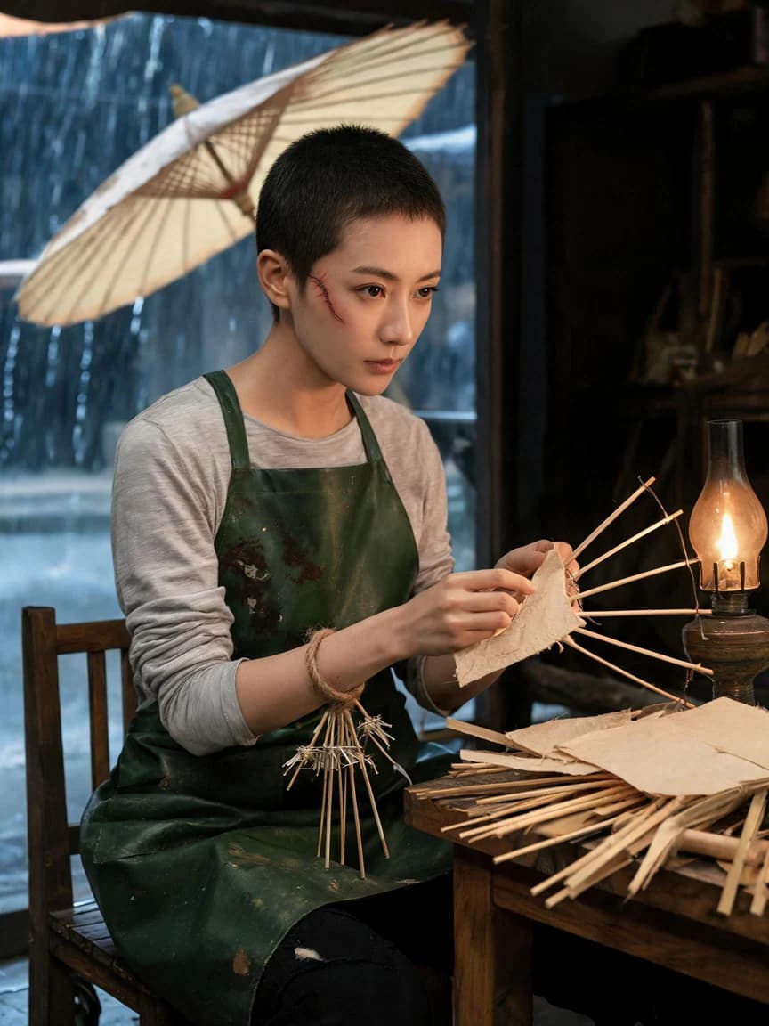Su Mei，Umbrella repairer, specializing in mending umbrellas that have had their memories ruined by wind and rain