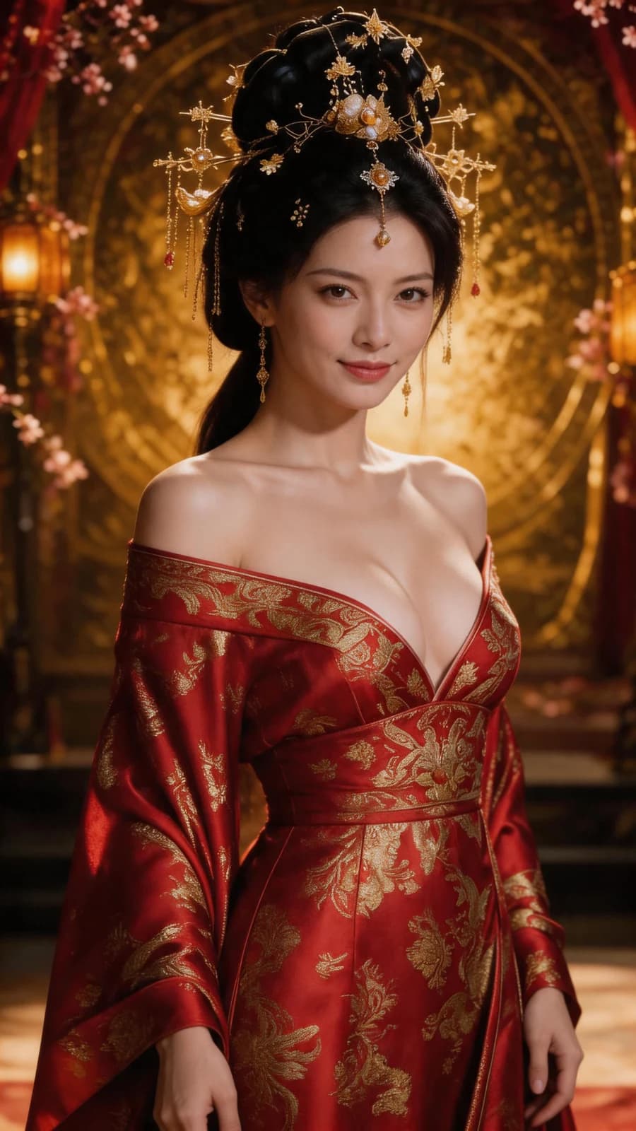 The Red-Robed Empress，The red-robed court character from 艳福风流传