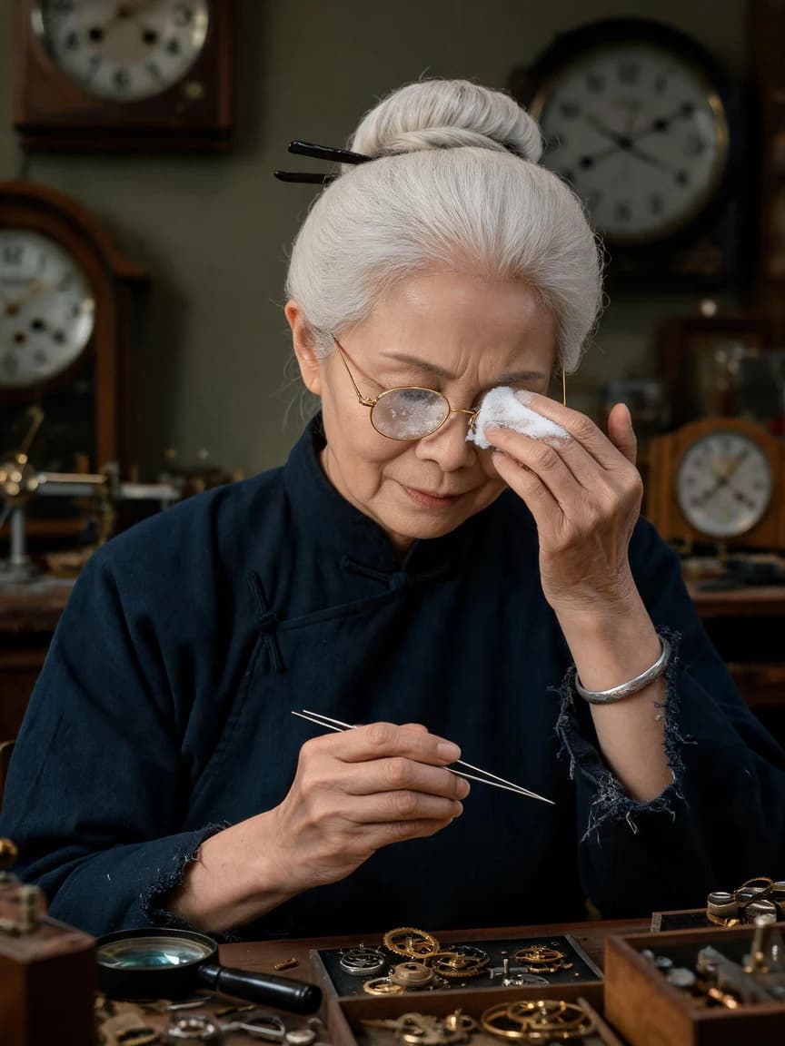 Tao Yishan，Watchmaker running a clock repair shop, specializing in fixing old clocks that 'run inaccurately'
