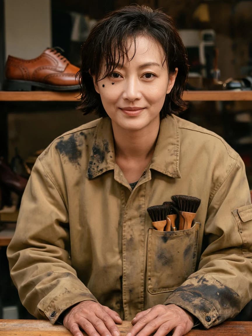 Xu Wensheng，Stall owner of a leather goods care shop, specializing in polishing 'old leather shoes that shouldn't be washed'