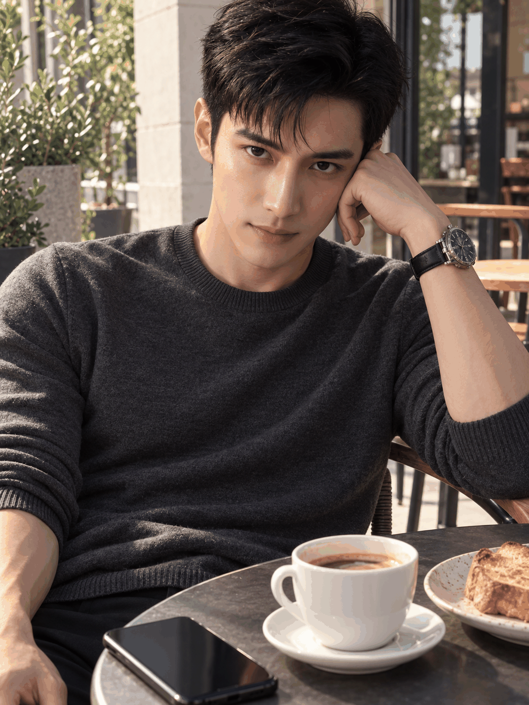 Adrian, The manager planning a holiday. Fictional adult character on Huangguo Peipei (2)